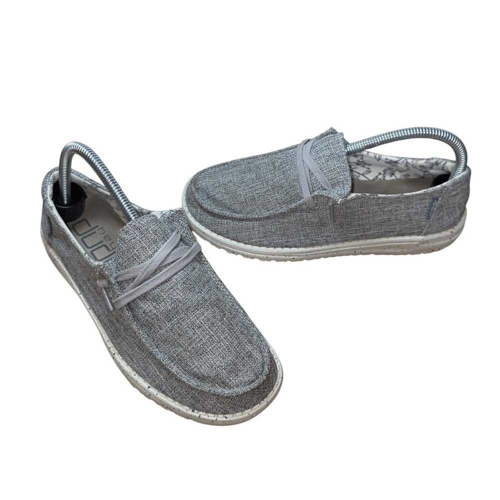 Hey Dude Wendy L Linen Iron Shoes Women 8 Gray Slip On‎ Comfort Walking Casual